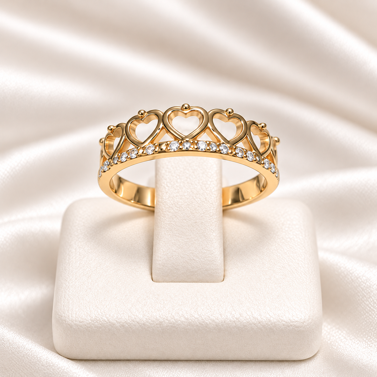 Anillo de 15 Años Corona de Corazones en Oro Amarillo 18K
