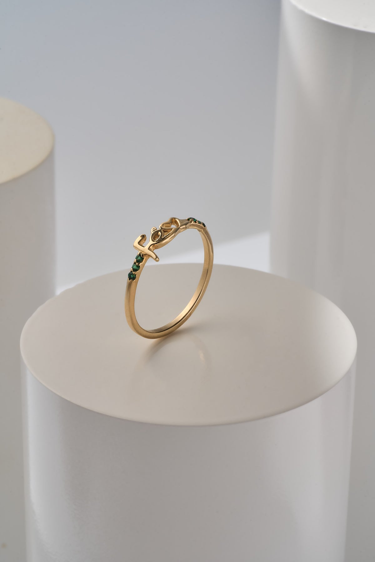 Anillo fe, corazón piedra verde