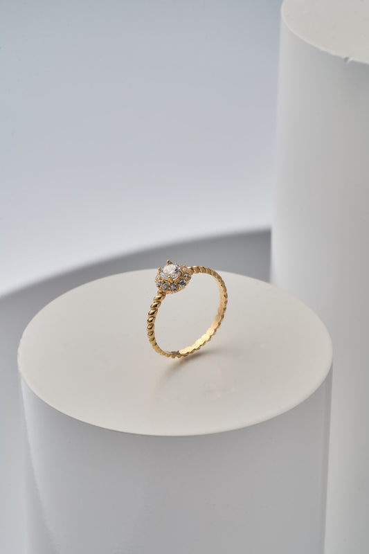 Anillo solitario ponquesito aro entorchado