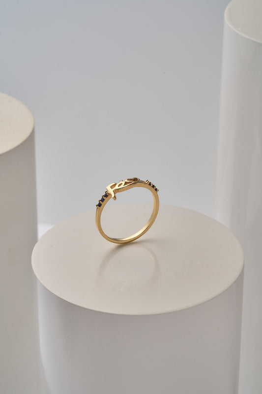 Anillo fe piedra azul rey