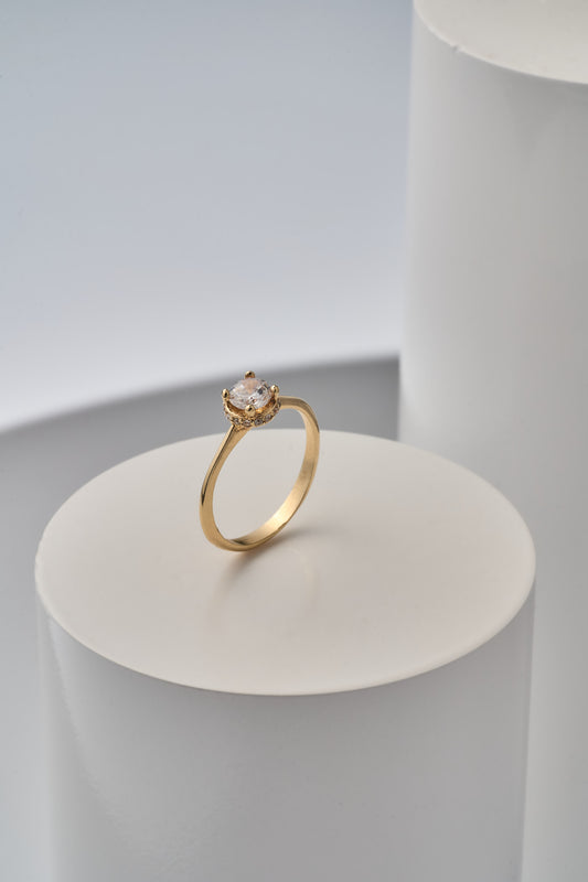 Anillo anillo solitario piedra blanca